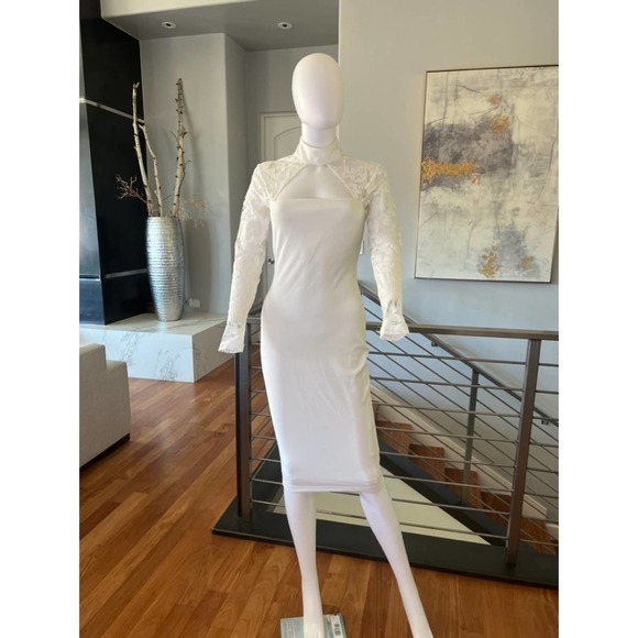 Nookie White Lady Lace Long Sleeve Midi Dress in White - XL - Picture 1 of 10